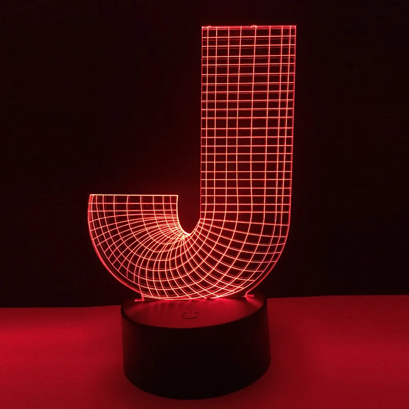 Amroe 3D ночник RGB Алфавит буквы J 7 цветов Изменение Настольная Светодиодная лампа USB