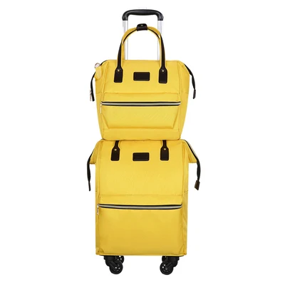 Портативная сумка на колесиках, чехол на колесиках и сумка на плечо, универсальный чехол из ткани Оксфорд, Чехол для багажа - Цвет: Set of yellow