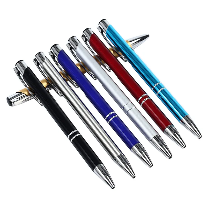 

2PCS Metal Press Ballpoint Pen Writing lubrication 7 colors Press The Style Pens For school Office Business Essential Supplies