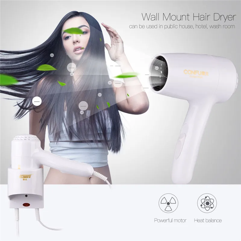 

1200W Hotel Wall Mount Hair Dryer Professional Electric Hair Blower With Holder Automatically Shut Down Blow Dryer Bathroom Use
