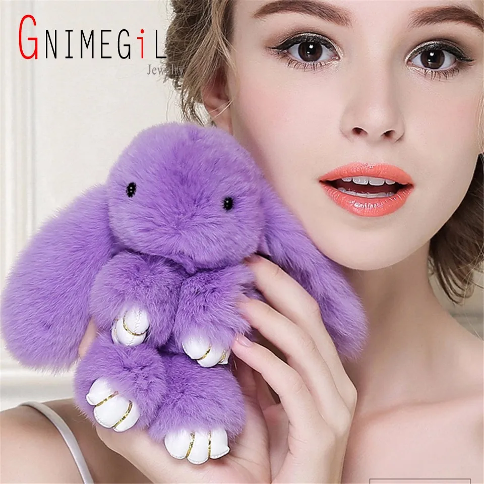 GNIMEGIL ювелирный бренд милый кролик Мех Кролика Pom мяч игрушки куклы брелок Шарм