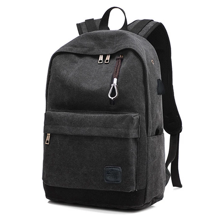 Для мужчин Для женщин рюкзак зарядка через usb наушников отверстий рюкзак для подростков для взрослых офиса ноутбук Ipad Рюкзак mochila рюкзак - Цвет: Черный