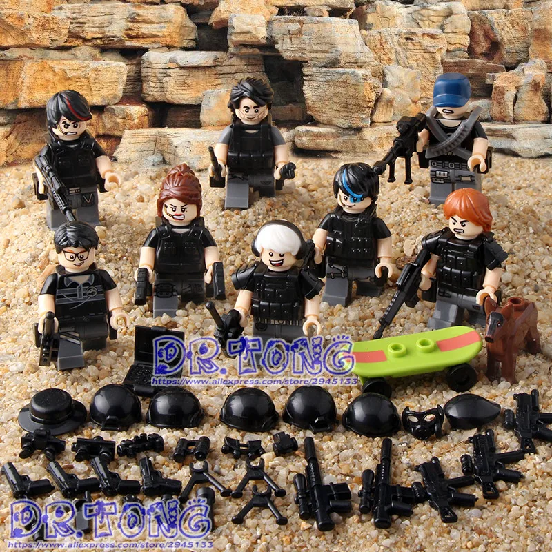 

DR.TONG 80pcs/lot 11592-11597 MILITARY Soldier Army Weapon Building Blocks Brick MILITARY Figures Educational Toys Children Gift