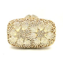 Роскошные клатчи Женская вечерняя сумочка элегантный цветок кристалл кошелек расшитая кристаллами Сумочка-клатч Свадебная вечеринка маленький бумажник, кошелек