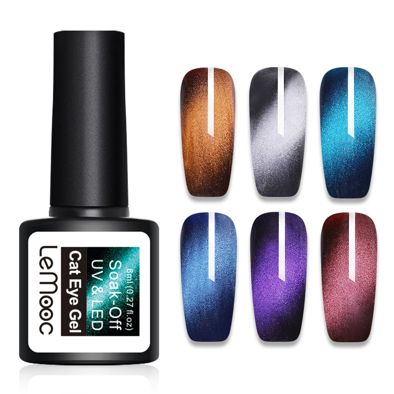 LEMOOC 3D Chameleon Cat Eyes UV Gel Polish Soak Off Magnetic Nail Varnish Nail Art Semi Permanent Led UV Gel Nail Enamel