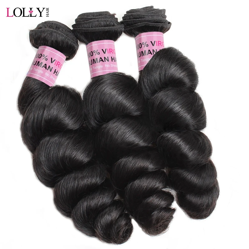 

3 Bundles Brazilian Loose Wave Hair Bundles 100% Human Hair Weave Bundles 100g Natural Color Non Remy Hair Weave Extensions