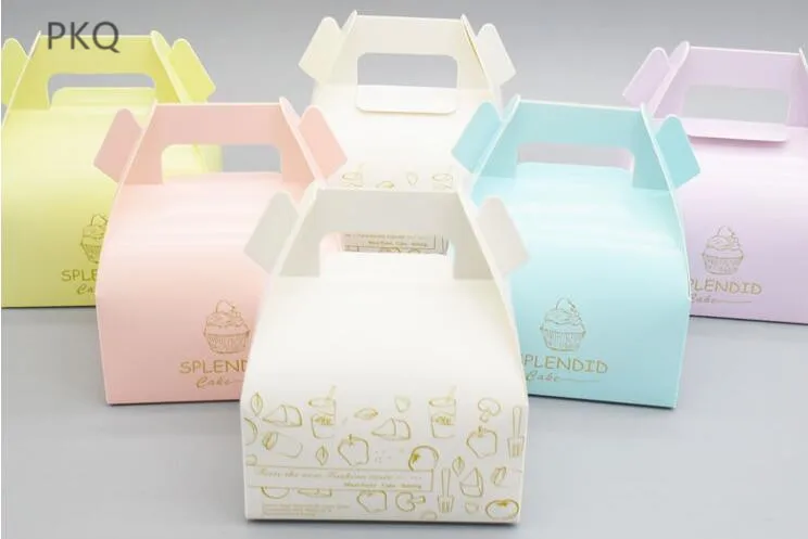 

20pcs Colorful Paper Cake Box Kraft Paper Cupcake Box with Handle Large Paper Packaging Box for Cookie/Candy Craft Cardboard Box