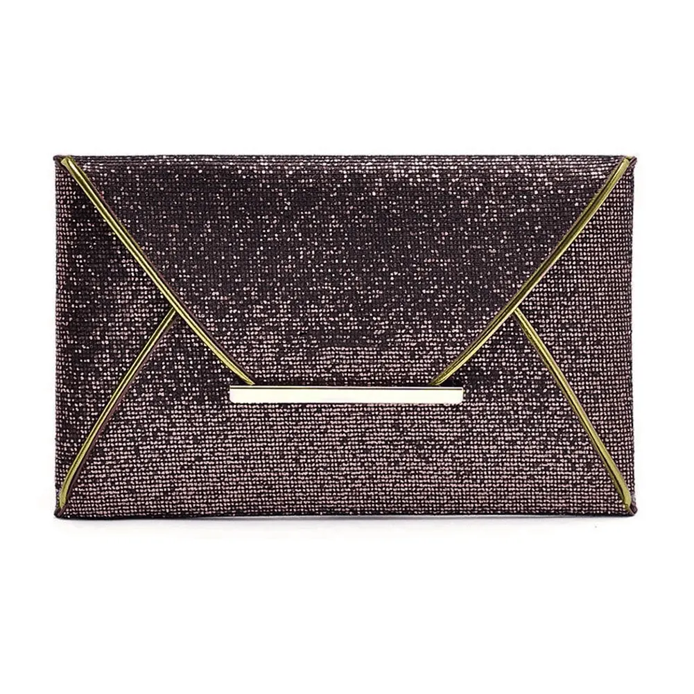 Простая модная женская сумка-конверт клатч однотонная кожаная сумочка с блестками вечерние Изысканная сумочка женские свадебные сумочки FA$ B - Цвет: Coffee