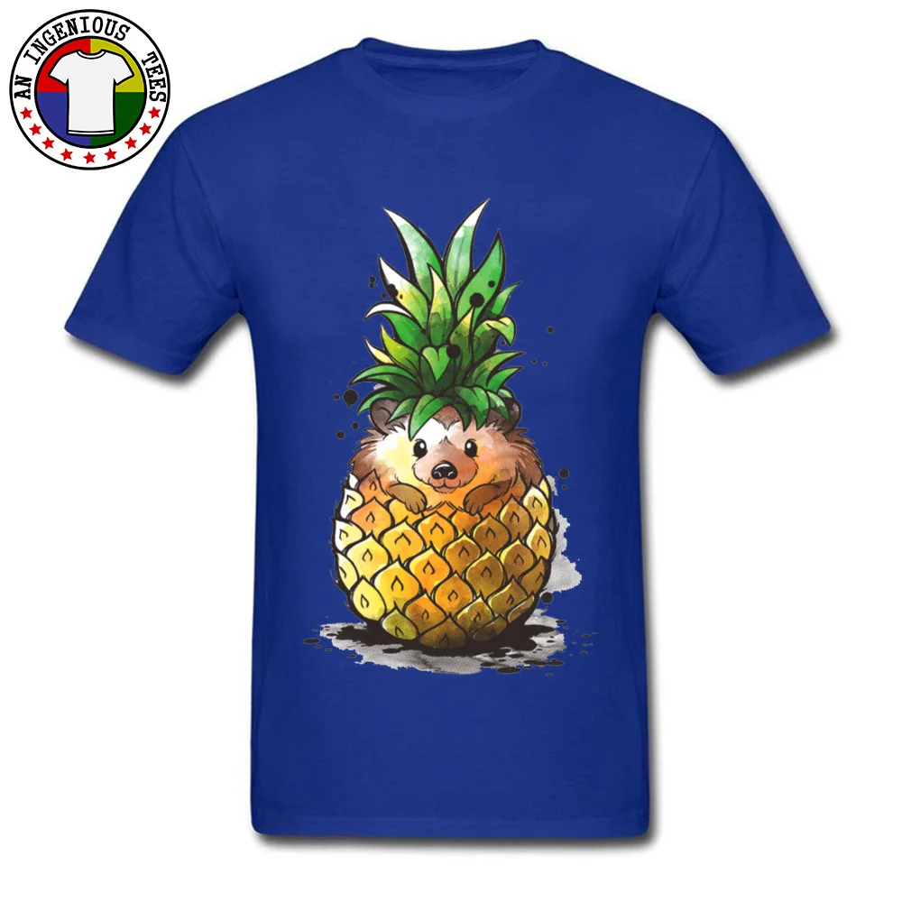  Men's T-Shirt PINEAPPLE-HEDGEHOG Casual Tops & Tees 100% Cotton Round Collar Short Sleeve Fashionable T Shirts Summer Fall PINEAPPLE-HEDGEHOG blue