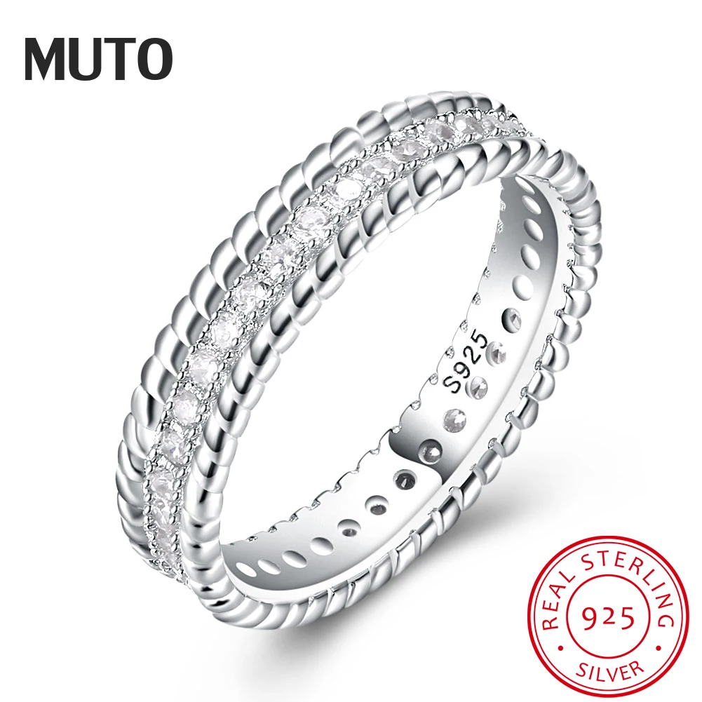 Муто S925 Серебро Простой Fine Jewelry кольца для Для женщин свадебные Обручение