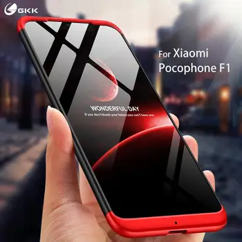 

GKK for xiaomi pocophone f1 case Three in One 360 Full Protection Anti-knock Hard PC Plain for pocophone f1 Cover fundas Shell