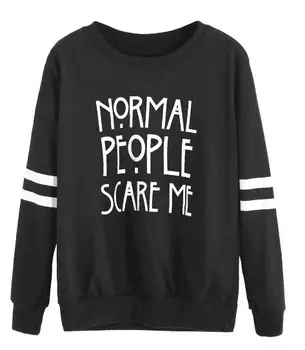 

2019 Black Letter Print Pullovers Female Round Neck Long Sleeve Clothing Autumn Soft Loose Sweatshirt tops