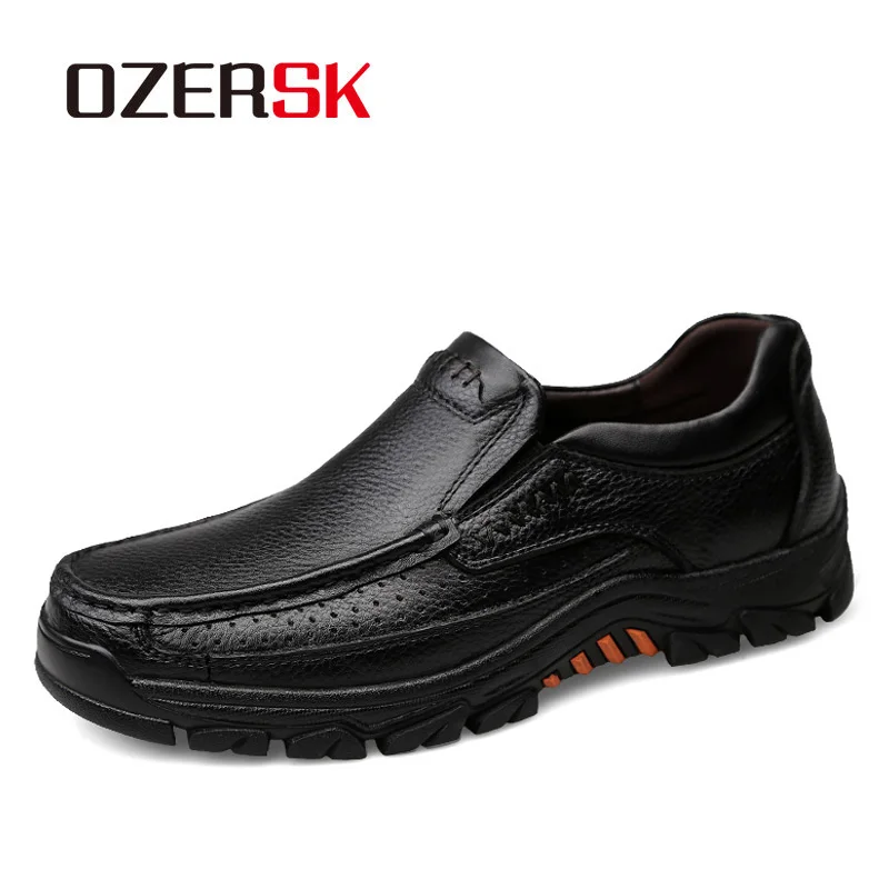 

OZERSK Genuine Leather Men Casual Shoes For Men Oxford Shoes Business Wedding Men Loafers Shoes Plus Size 37~47 Handmade Flats