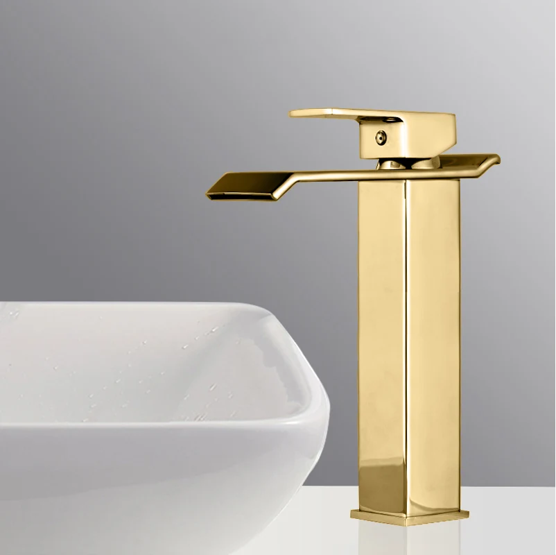 FMHJFISD Luxury Modern Spout Bathroom Basin Faucet Tall Countertop Vanity Sink Mixer Tap