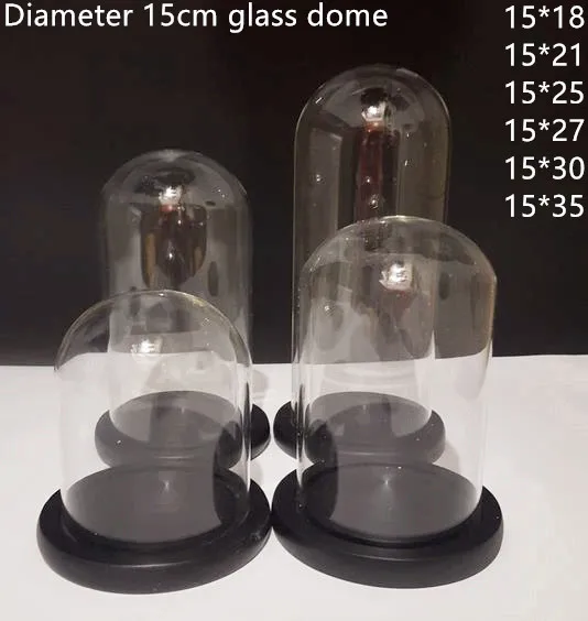 

Diameter 15cm Clear Glass Dome Covers Craft Display Holder Box 15*18 15*21 15*25 15*27 15*30 15*35