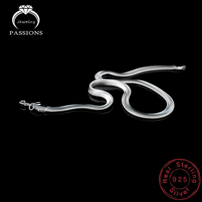 Горячая Распродажа, модное ожерелье в стиле панк, 925 Серебряная пластина, простой дизайн, цепочка на ключицу, плоская змея, ожерелье для женщин, ювелирное изделие