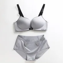6 Colors Women Front Closure Modal Seamless Push Up Candy Color Intimates Lingerie Adjustable Wire Free Underwear Bra Set 1527