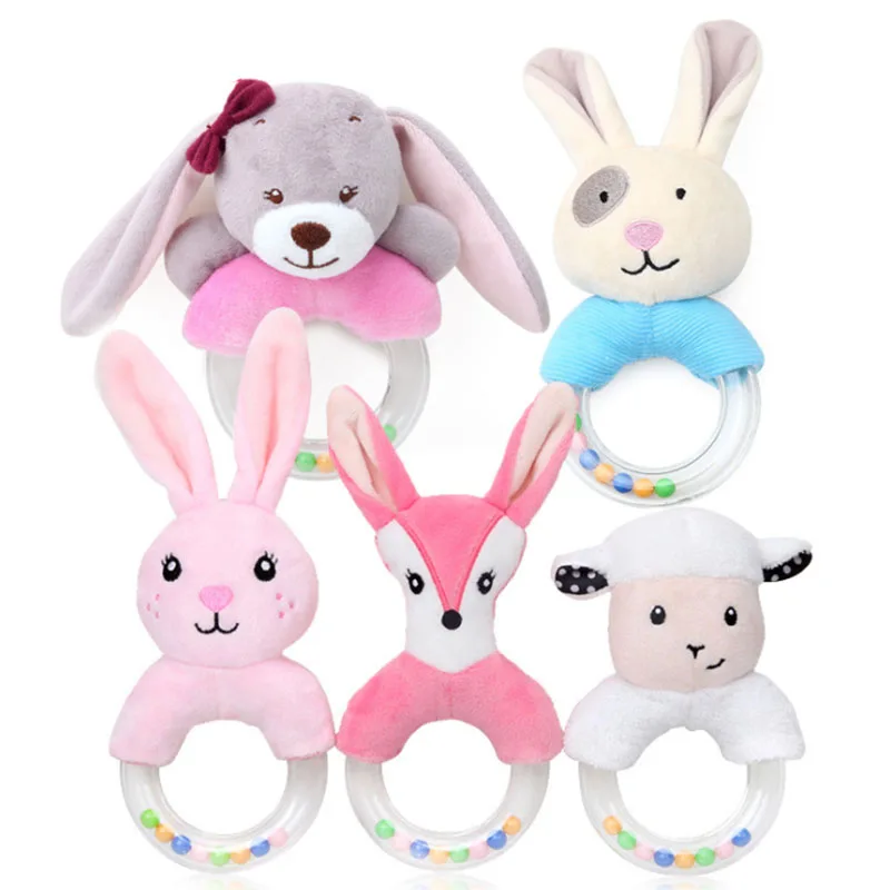 

Baby Cartoon Rabbit Dear Plush Rattle Ring Bell Newborn Hand Grasp Toys Soft Mobile Infant Crib Dolls Peluche Hochet Brinquedos