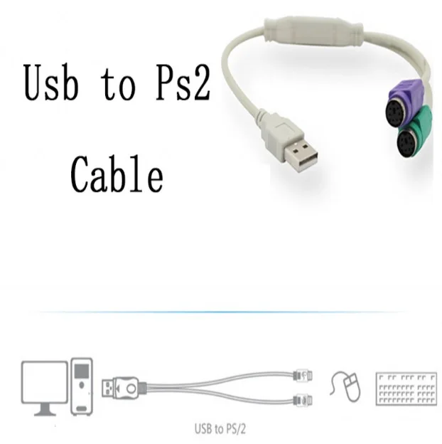 White-other -Adaptateur de convertisseur de câble USB mâle vers PS-2 ...