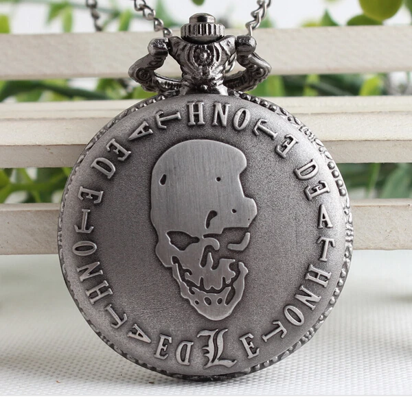 

Death Note anime ancient grey antique quartz necklace pocket watches man best gift QA37 45mm