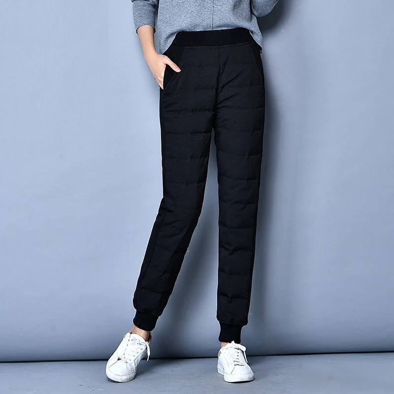 Para Cálido Cintura Pantalon Harem Ynzzu Elástica Nuevo Pato Pantalones Casual B122 Invierno Negro Grueso Alta Abajo Mujer p7w8qXxUw