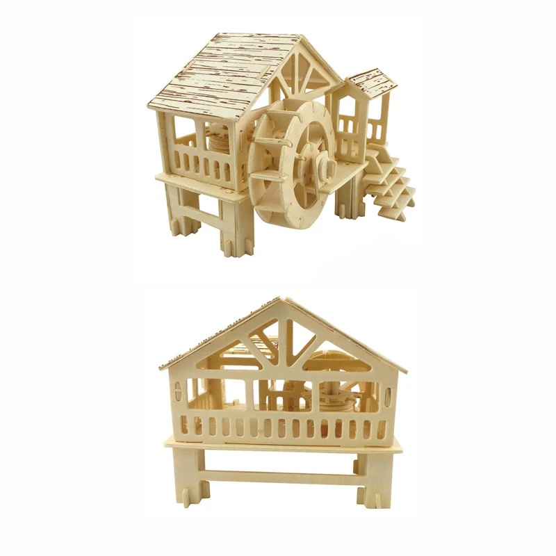 Diy 3d деревянные пазлы Дети Взрослые водяная мельница деревянные игрушки-паззлы Обучающие образовательные экологические сборные игрушки игры