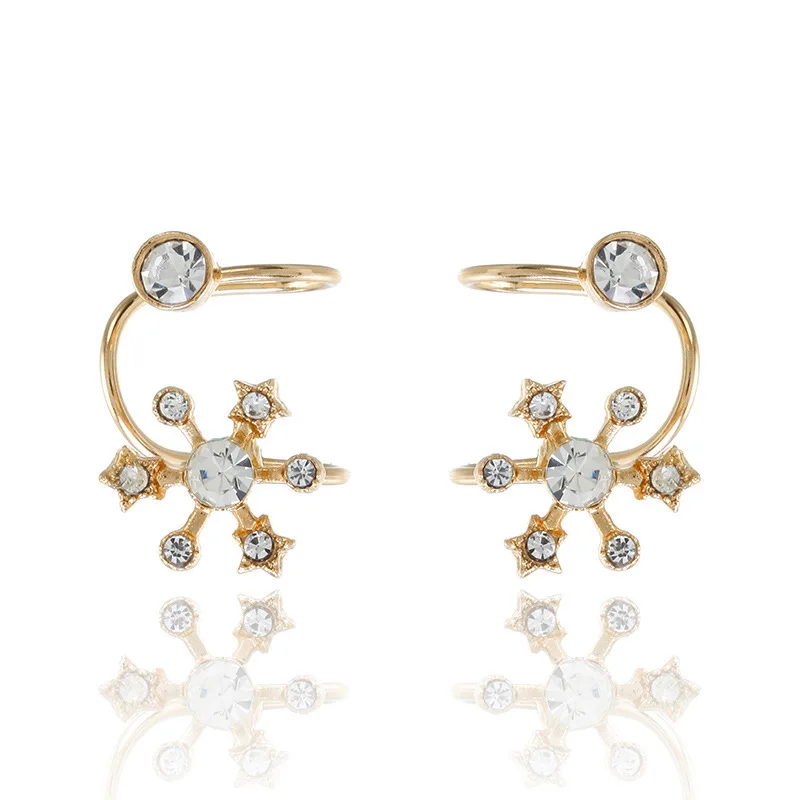 

2019 Clip On Earrings Earings Korea Han Edition Jewelry Hanging Ear Shanzuan Snow Clip Without Pierced U Sun Snowflake Earrings