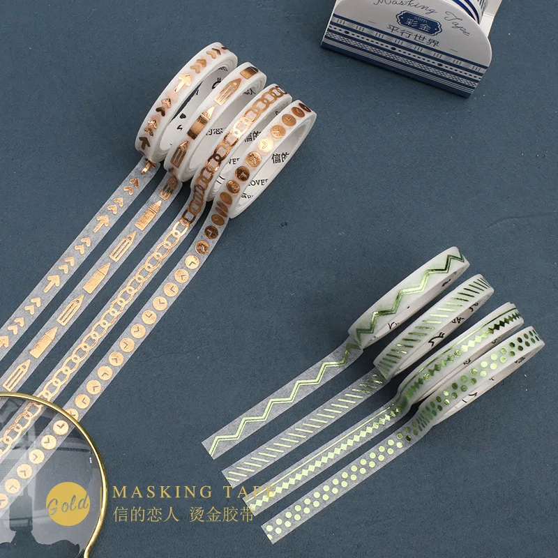 

4pcs/set Slim mosaic gold stickers bronzing color cute Decoration Washi Tape DIY Planner Diary Scrapbooking Masking Tape Escolar