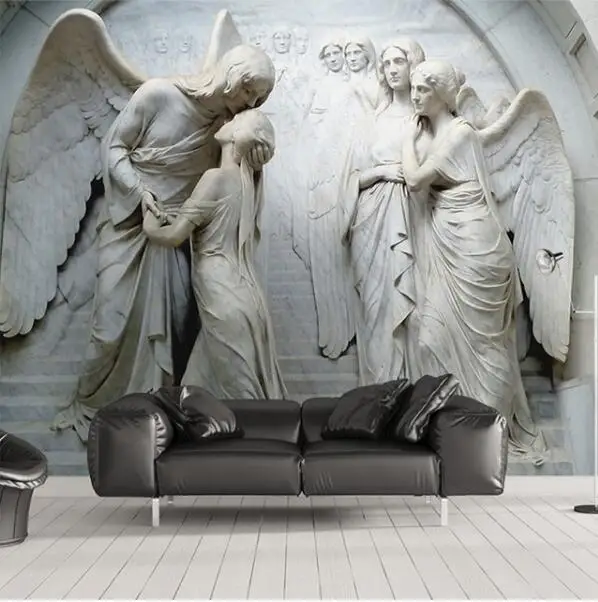 На заказ 3D обои фрески классический Европейский ангел 3D рельефные нетканые обои настенная живопись гостиная спальня украшения