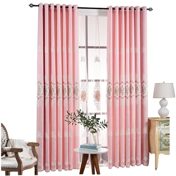 

Curtain Embroidered Pink Princess Wind-shade Curtain Products Modern Simple Living Room Girl's Bedroom Floor Window
