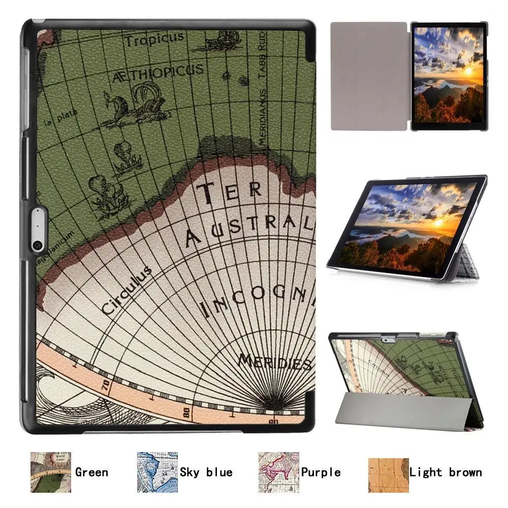 For Microsoft Surface Pro 4 Case Cover World Map Smart Folio Flip Book Leather Cases for 12.3 inch Tablet+Pen | Компьютеры и офис