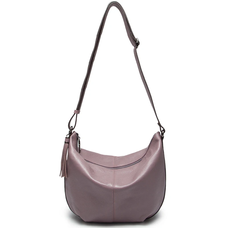 Дизайнерские модные высококачественные кожаные женские дизайнерские сумки Хобо кисточка натуральная кожа воловья кожа сумки через плечо - Цвет: Purple