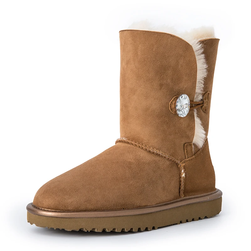 

VUGGDBV 2018 New Autumn Winter Skin And Wool Integrated Snow Boots Warm, Velvet, Medium Tube, Short Cotton Shoes,
