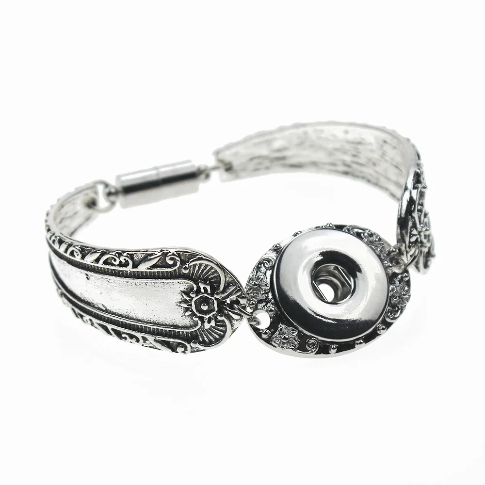 Snap Jewelry 18mm Snap Buttons Bracelet Wholesale Flowers Carved