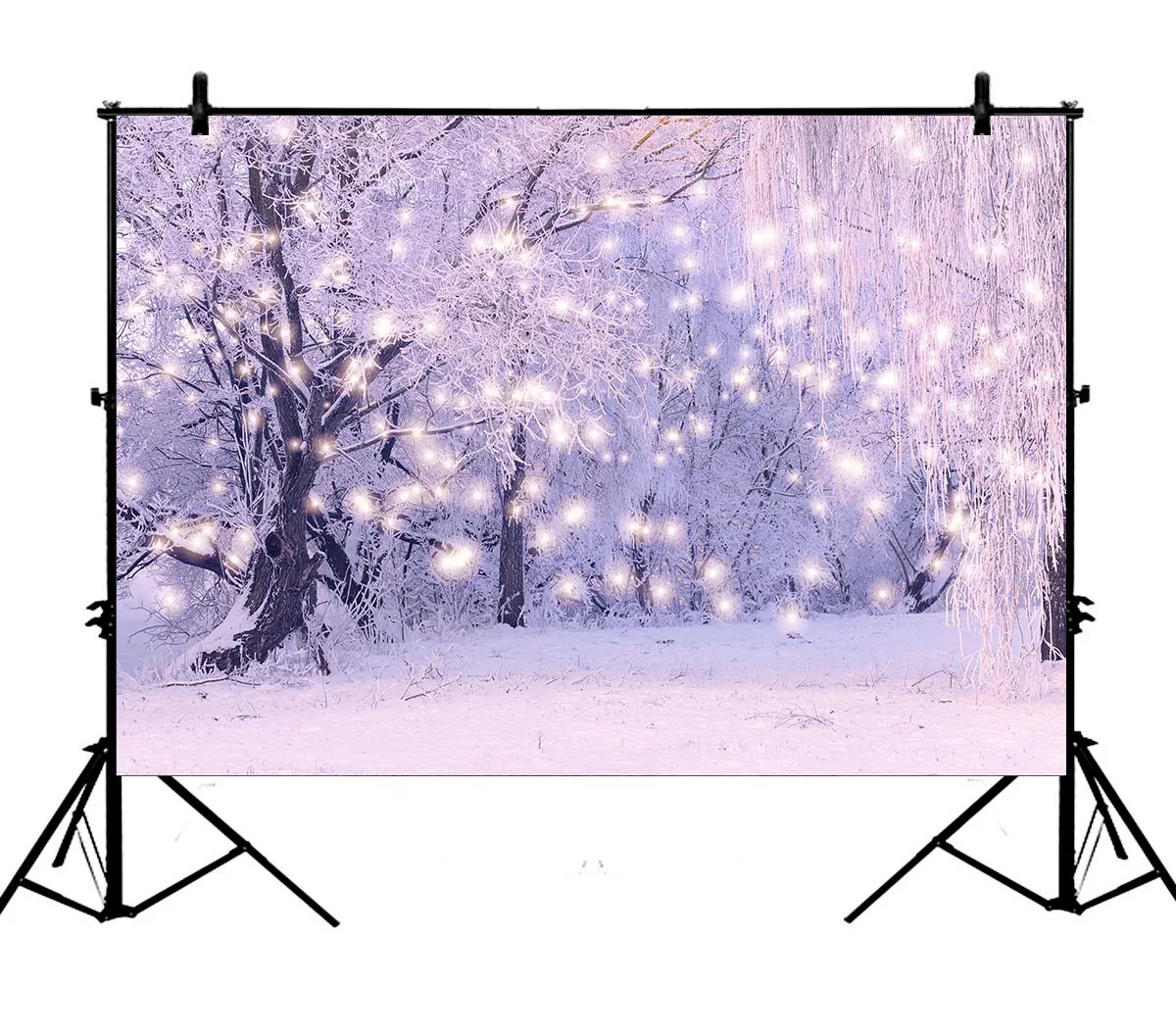 

5x7ft Winter Outdoor Christmas Purple Forest Polyester Photo Background Portrait Backdrop