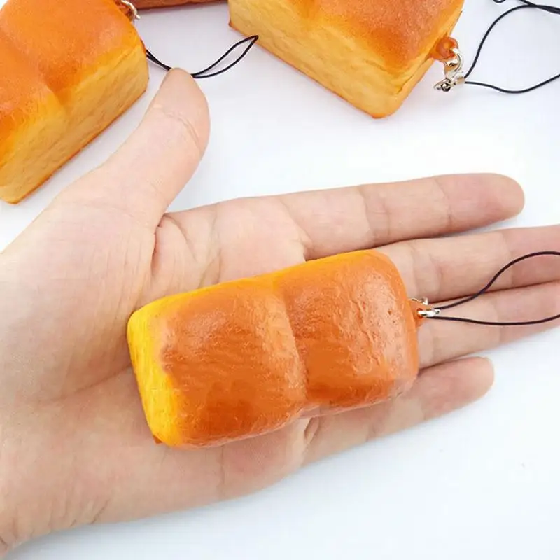 

YITING 1PC Squishy Bear Printed Key Chains Kawaii Squishy Bread Soft Toast Phone Straps Bag Parts & Accessories 5*3.5*3.5CM