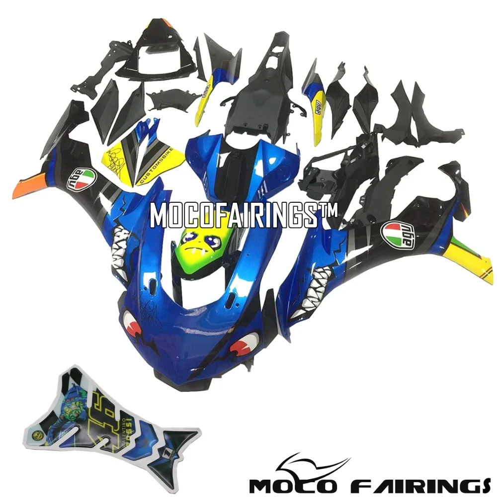 МОТОЦИКЛ ABS впрыска обтекателя тела комплект для Yamaha YZF R1 2015 2016 синий Акула глаза