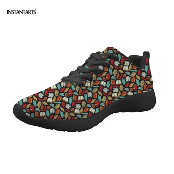 

INSTANTARTS Brand Designer Women Sport Shoes Outdoor Running Sneakers Cartoon Book Printed Trekking Shoes Student Training Shoes