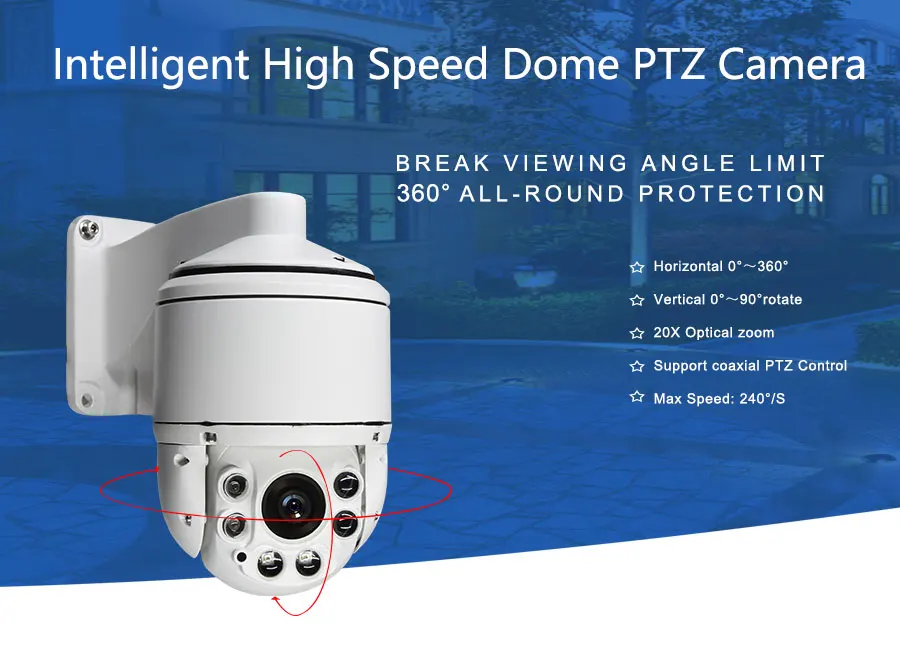 CCTV IP66 Открытый безопасности " Мини Высокая Скорость купол AHD 1080 P PTZ Камера 2.0MP 20X зум Автофокус IR 100 м коаксиальный PTZ Управление