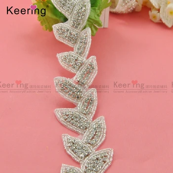 

Pretty Little Leaf Design Rhinestone Beaded Trimming WRA-301