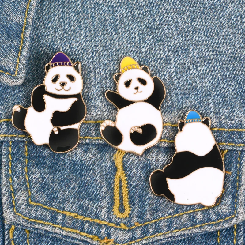 ##BUY 3 Pin Cute Cartoon Panda Brooches for Women Animal Pins Enamel Pin Denim Jackets Badge Backpack Hijab Pins Jewelry Accessories