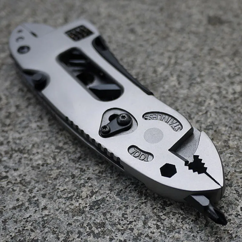 Multifunction Tools Outdoor Portable Adjustable Wrench Stainless Steel Jaw+Screwdriver+Pliers+Knife Survival Tool Safety Gear