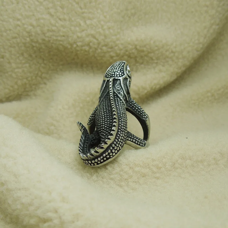 Modyle Punk Rock Style Geckos Shape Men Ring Cool Stainless Steel Rings Personality High Quality Biker Jewelry Never Fade
