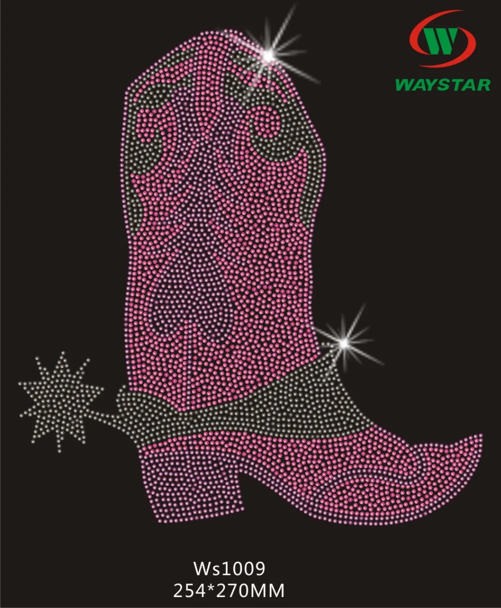 Wholesale Rhinestone Transfers Iron On Hot Fix boots design WS1009in