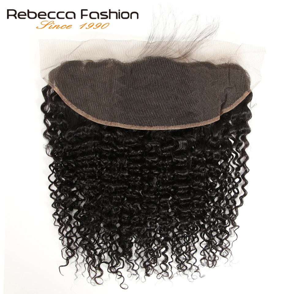  Rebecca Lace Frontal Closure With Baby Hair Remy Brazilian Curly Human Hair 13x4 Kinky Curly Fronta