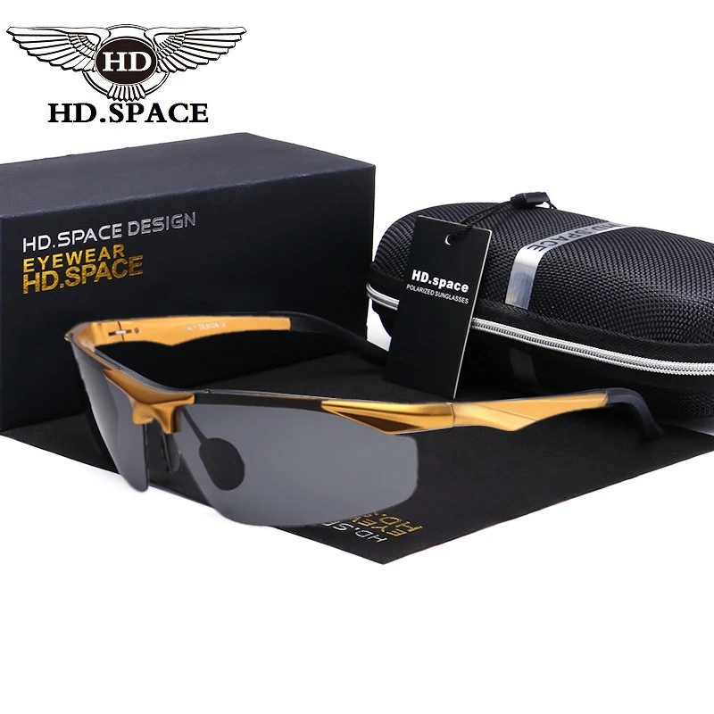 HD Men Ultra Light Motion Eyewear Al Mg Polarized Sunglasses Male Semi