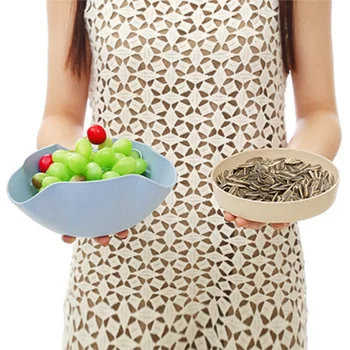 

Multi-function Snacks Storage Box Easy Double Layer Fruit Containers Household Plate Dish Organizer Snacks Seeds Storage Box