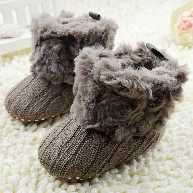 

2016 Children Baby Newborn Winter Crochet Knit Fleece Boots Toddler Girl Wool Snow Shoes 0-18M