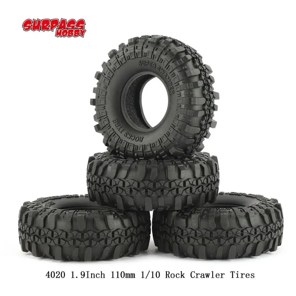 

SURPASS HOBBY 4Pcs 4020 1.9Inch 110mm 1/10 Rock Crawler Tires for D90 SCX10 AXIAL RC4WD TF2 RC Car