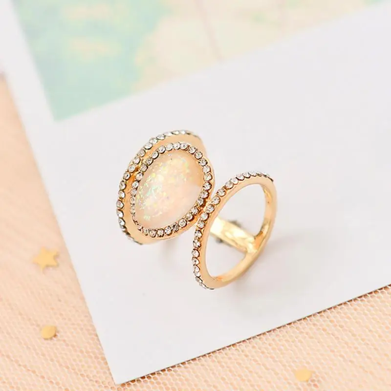 Fashion Jewelry Exquisite Ring Women Moonstone Rose Gold Engagement Ring For Party Wedding